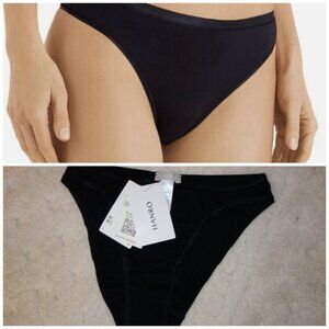 Hanro Black Seamless 100% Cotton High Cut Briefs - Size S
